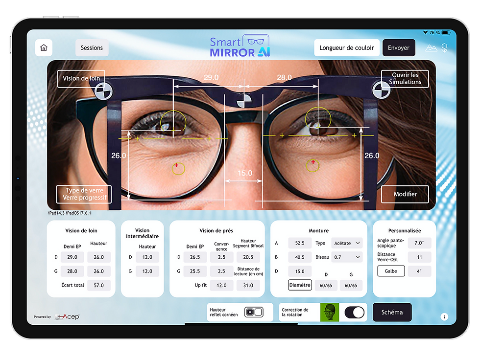 Smart Mirror AI - Resultats de prise de mesures optiques